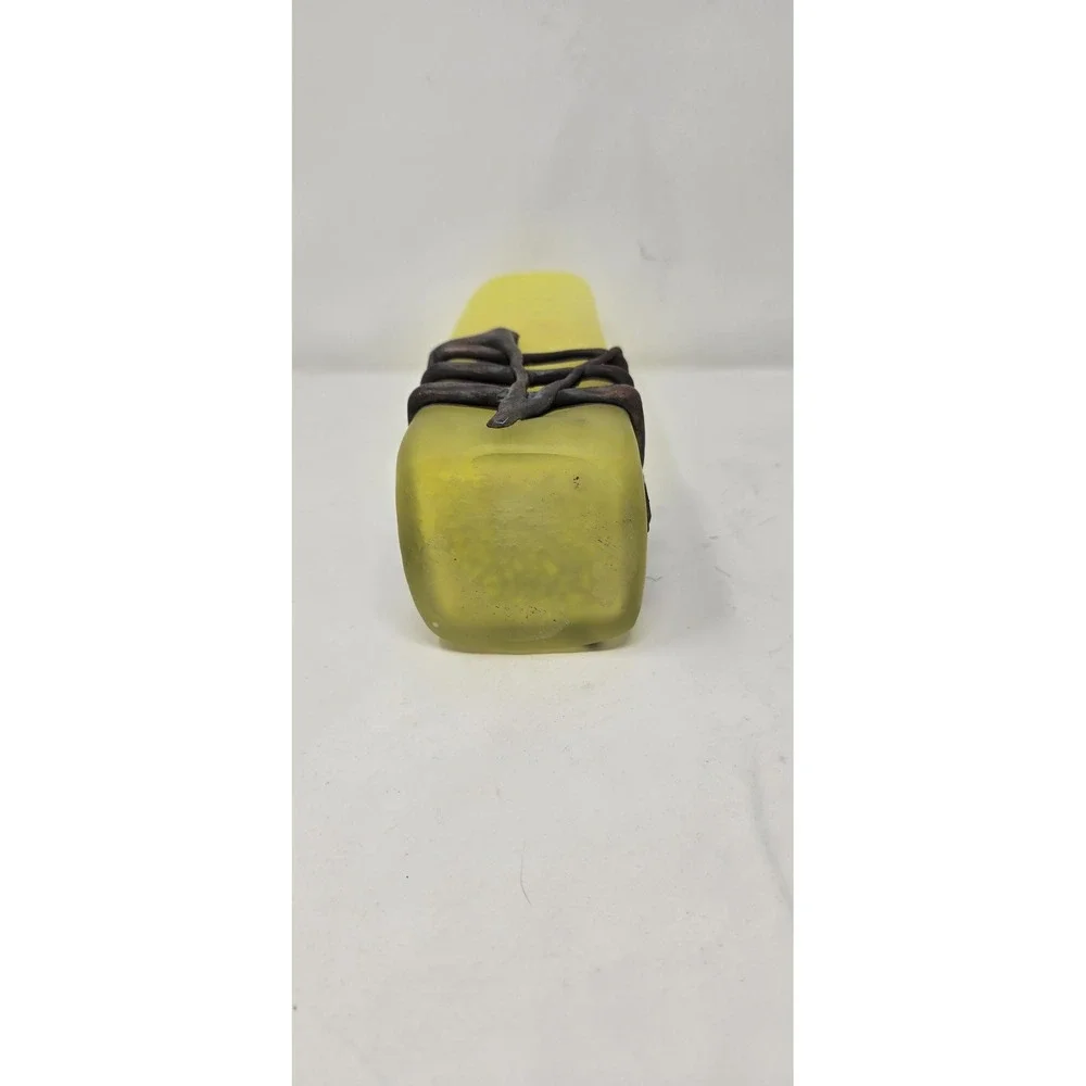Vtg Germany romblast vase frosted yellow glass w/bronze metal art art‎ nouveau